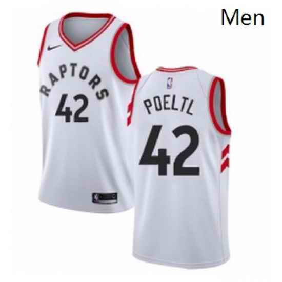 Mens Nike Toronto Raptors 42 Jakob Poeltl Authentic White NBA Jersey Association Edition